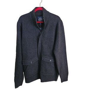 Cambridge Dry Goods NWT Gray Wool Zip Button Cardigan Sweater Jacket Size XL
